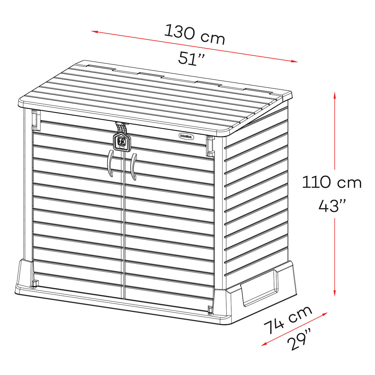 Arcón cubre cubos exterior 850 L PVC gris antracita 4/7