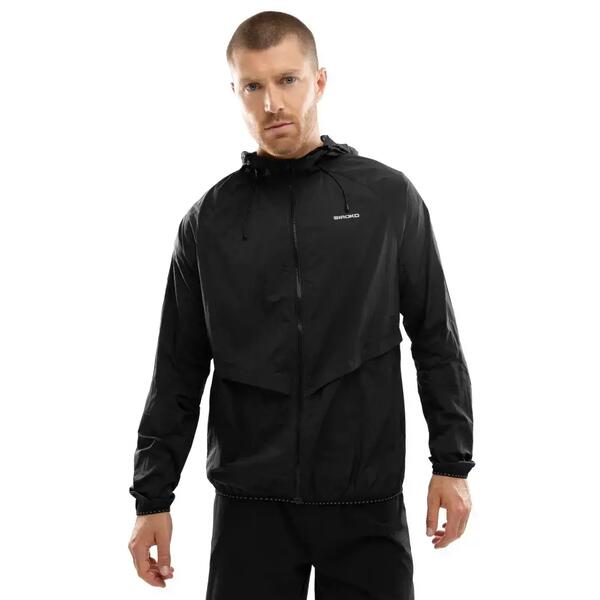 SIROKO Chaqueta cortavientos running hombre fitness Bund Black Negro