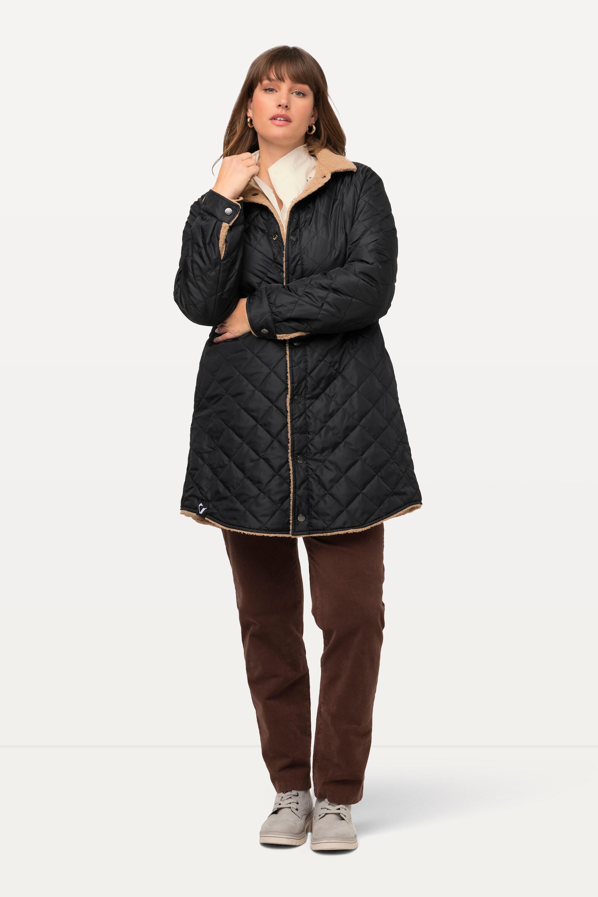 Femme Veste réversible matelassage/peluche col chemise et boutons-pression 3/7