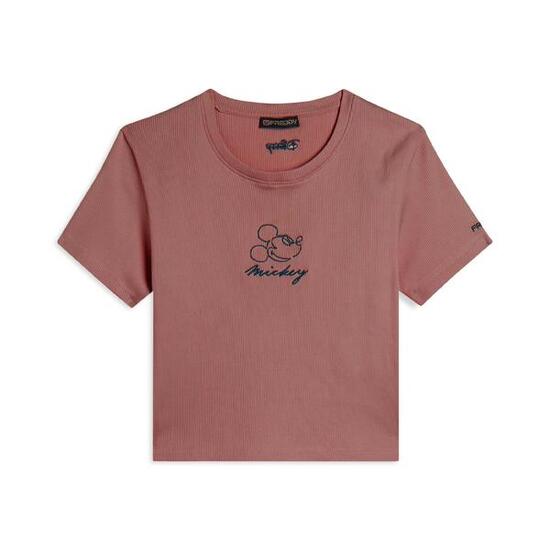 T-shirt pour femmes cropped côtelé avec broderies Disney