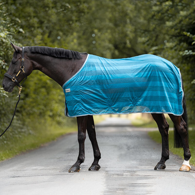 Kavalkade - Couverture Anti-mouches Pour Cheval Kavalkade Stripe - Couverture Cheval - Bleu|vert - 125 Cm - Decathlon