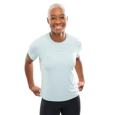 Damen Fitness kurzärmeliges lauf-t-shirt Singapore Mint Blau