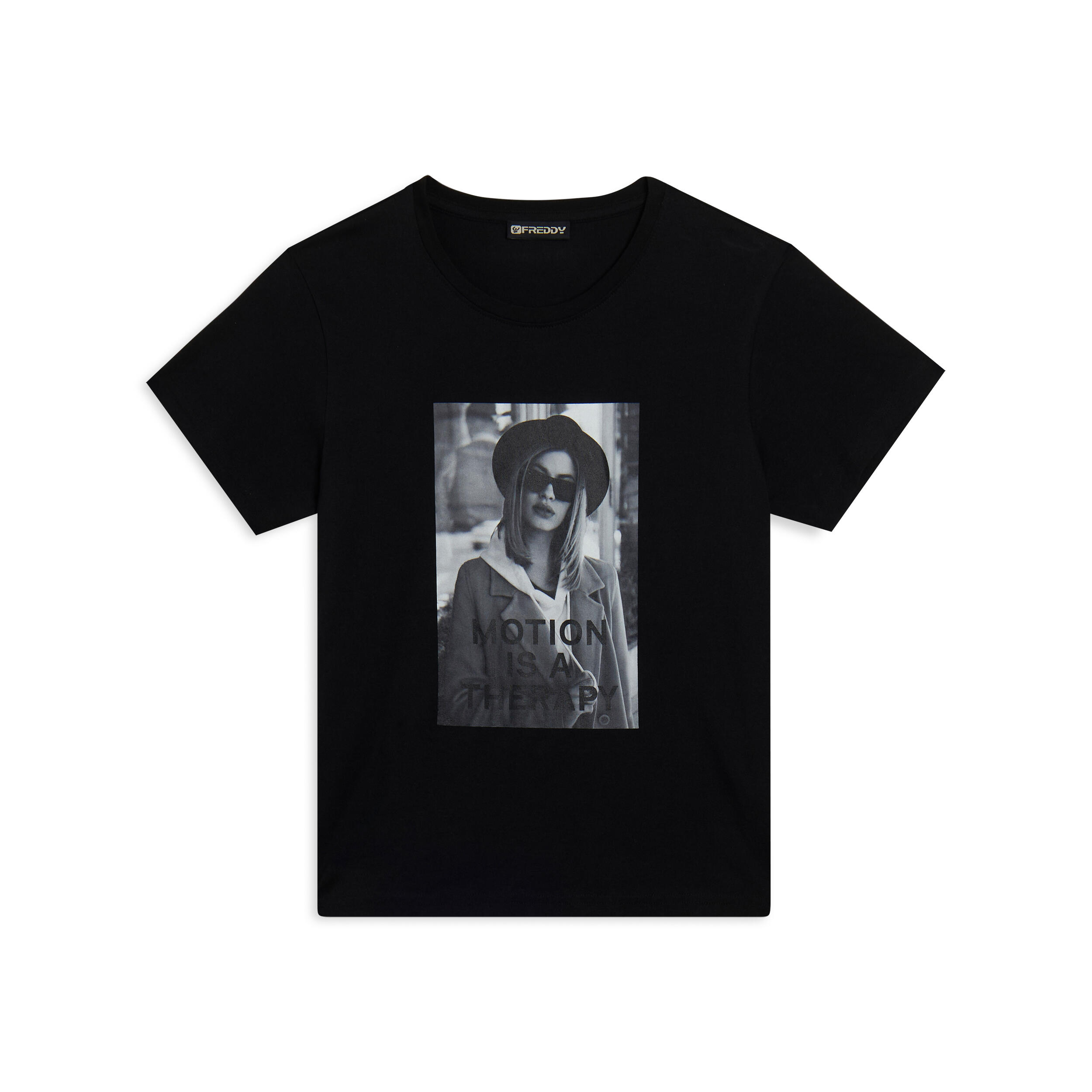 Freddy - T-shirt Pour Femmes Classique Avec Imprimé Photographique - T-shirt Manches Courtes - Noir - Decathlon