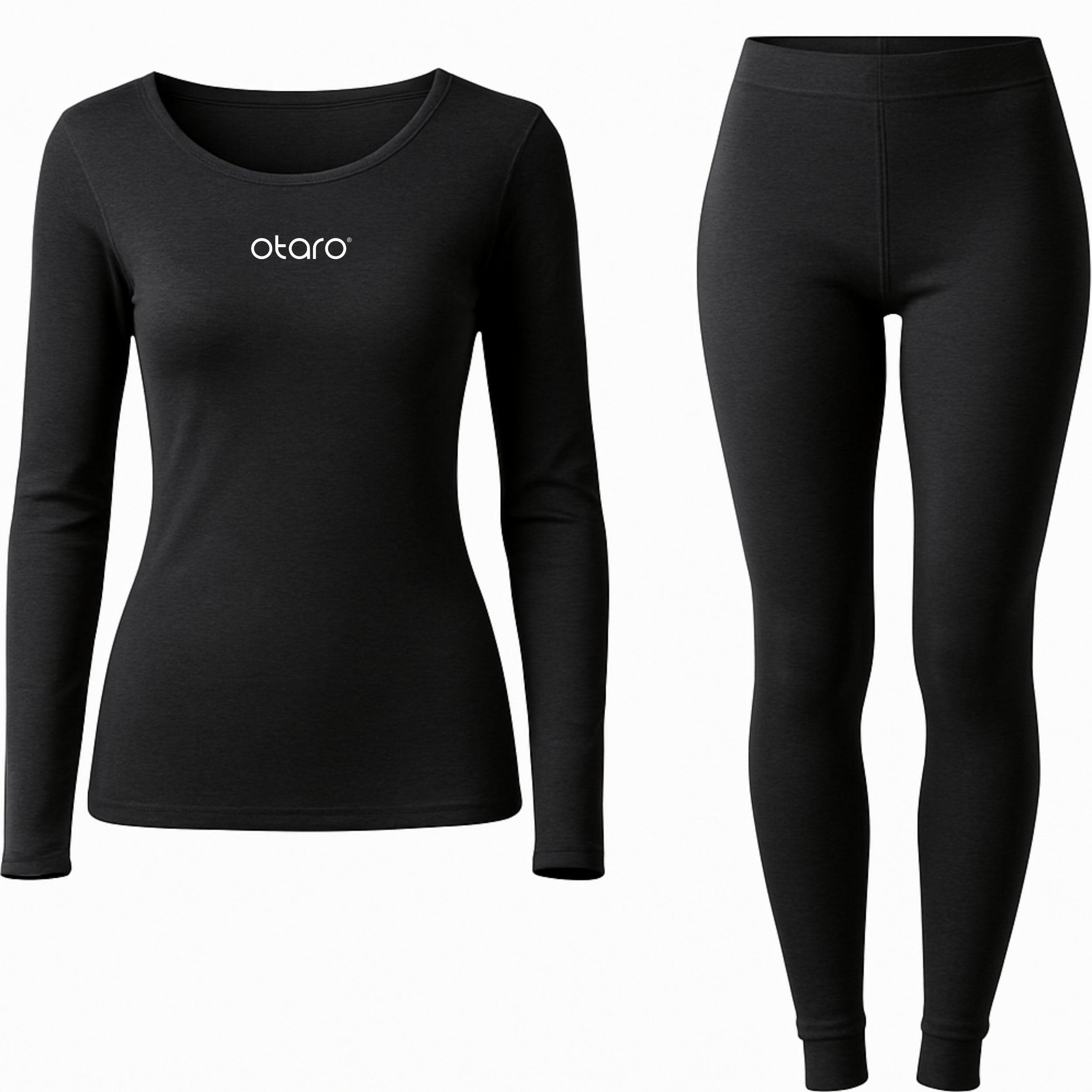 Otaro - Ensemble Sous-vêtement Thermique Femme - Seamless : Haut + Bas - Culotte - Noir - Decathlon