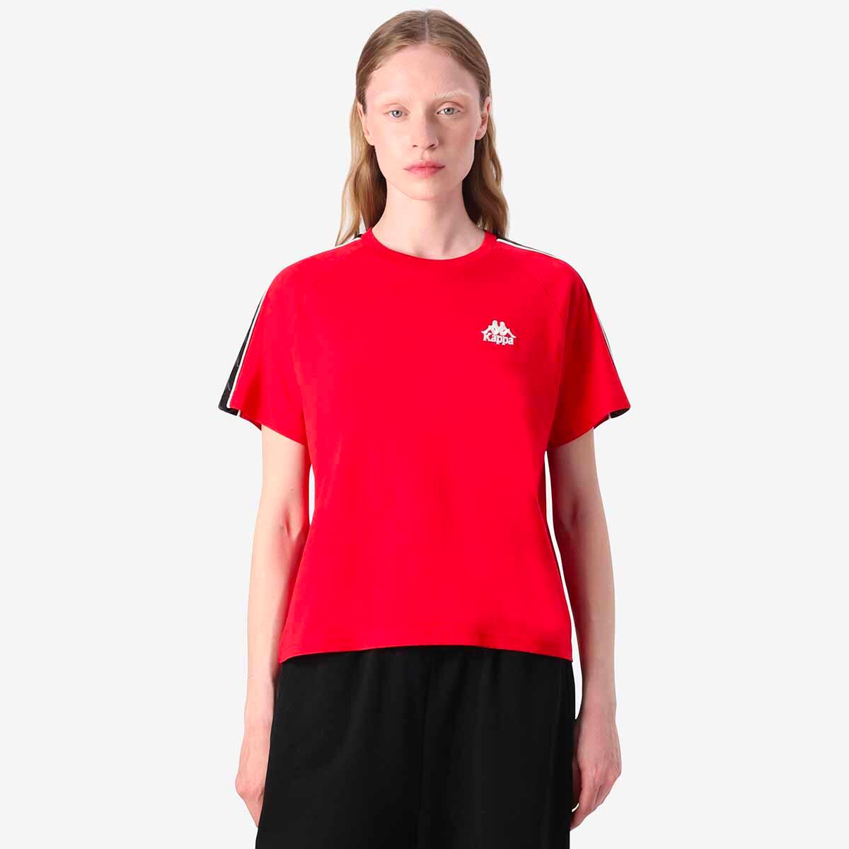 Kappa T-Shirt De 222 Banda Adi Mulher Preto Vermelho da Decathlon