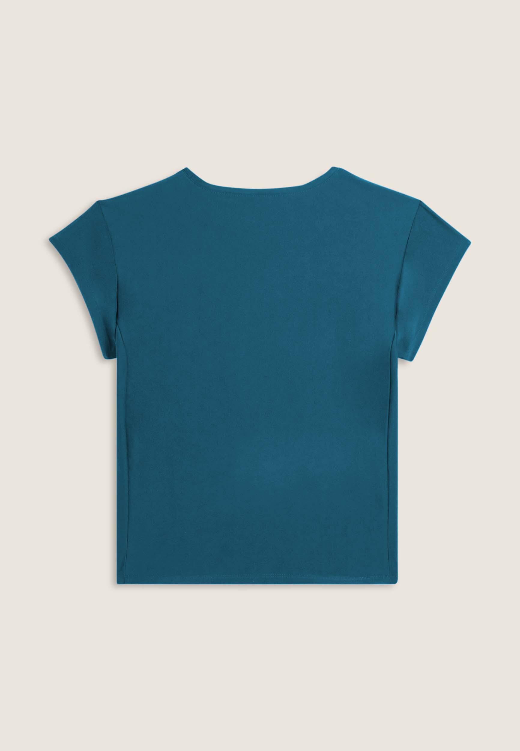 Camiseta técnica con manga casquillo y ribetes en contraste 2/3