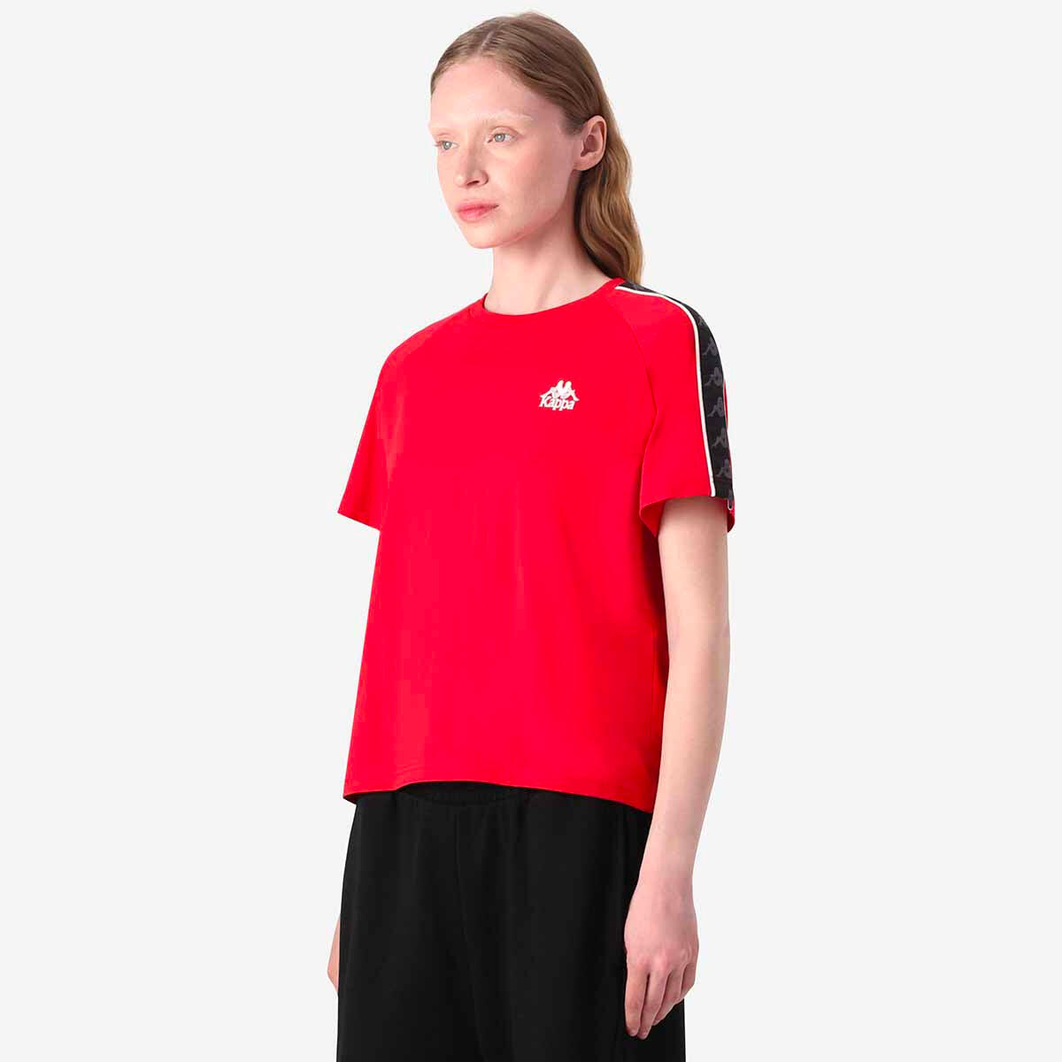 T shirt maglietta da donna in cotone rosso da streetwear sportivo 4/7