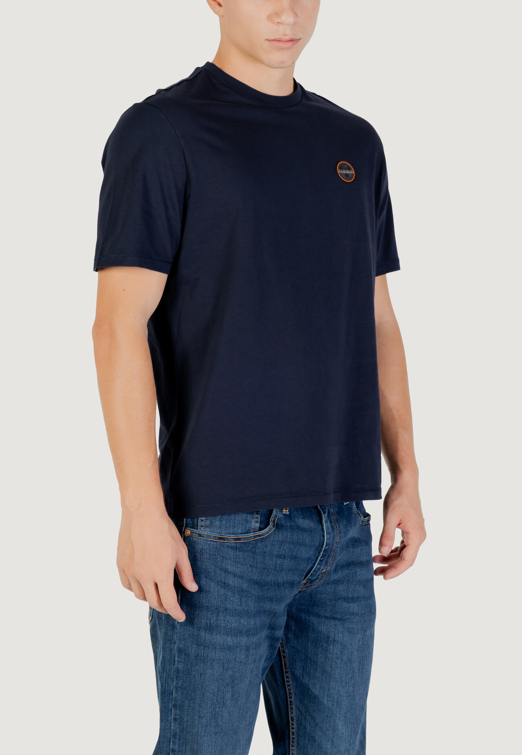 t-shirt crop top S-BADGE SS 1 HOMME bleu 3/5