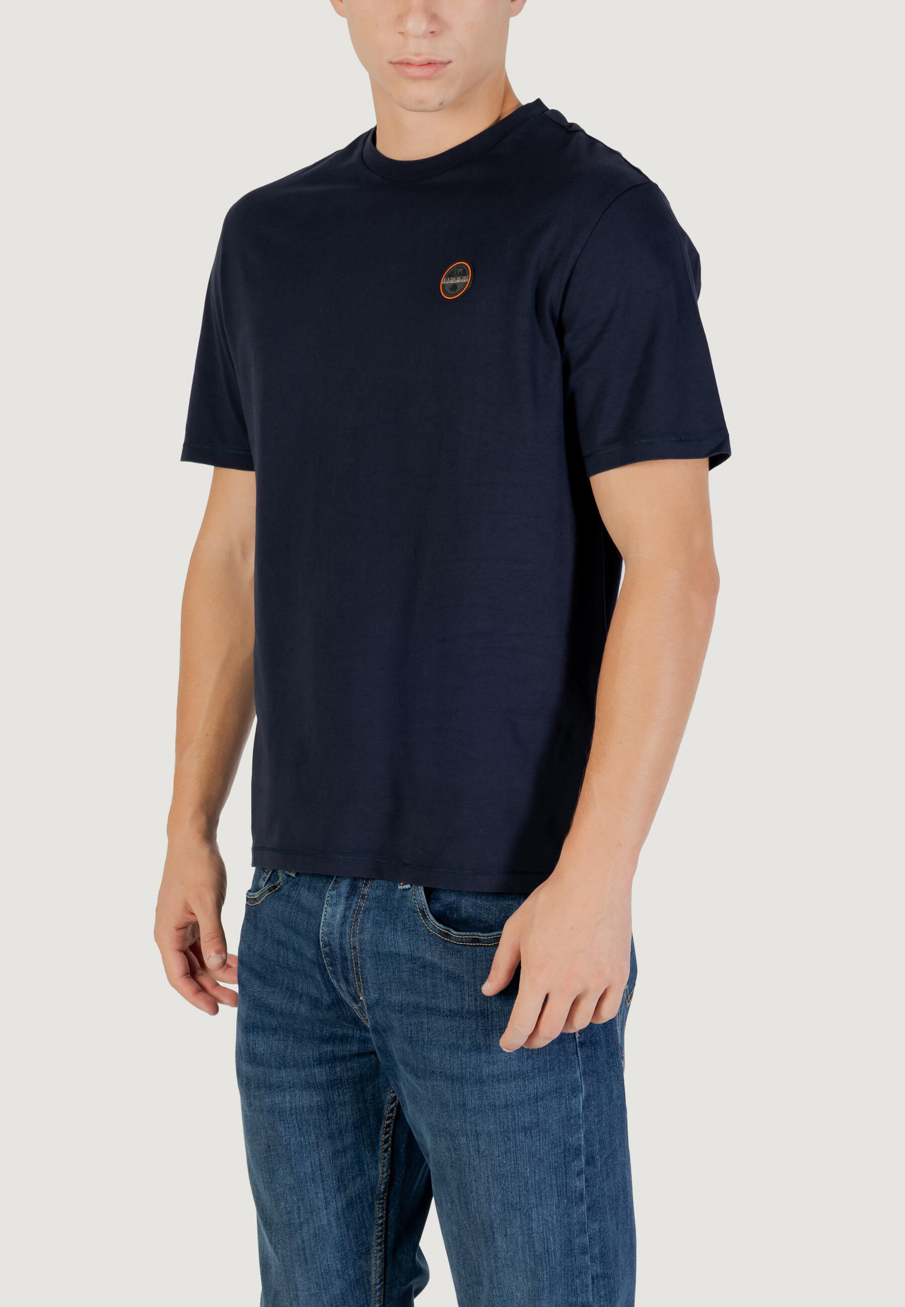 t-shirt crop top S-BADGE SS 1 HOMME bleu 4/5