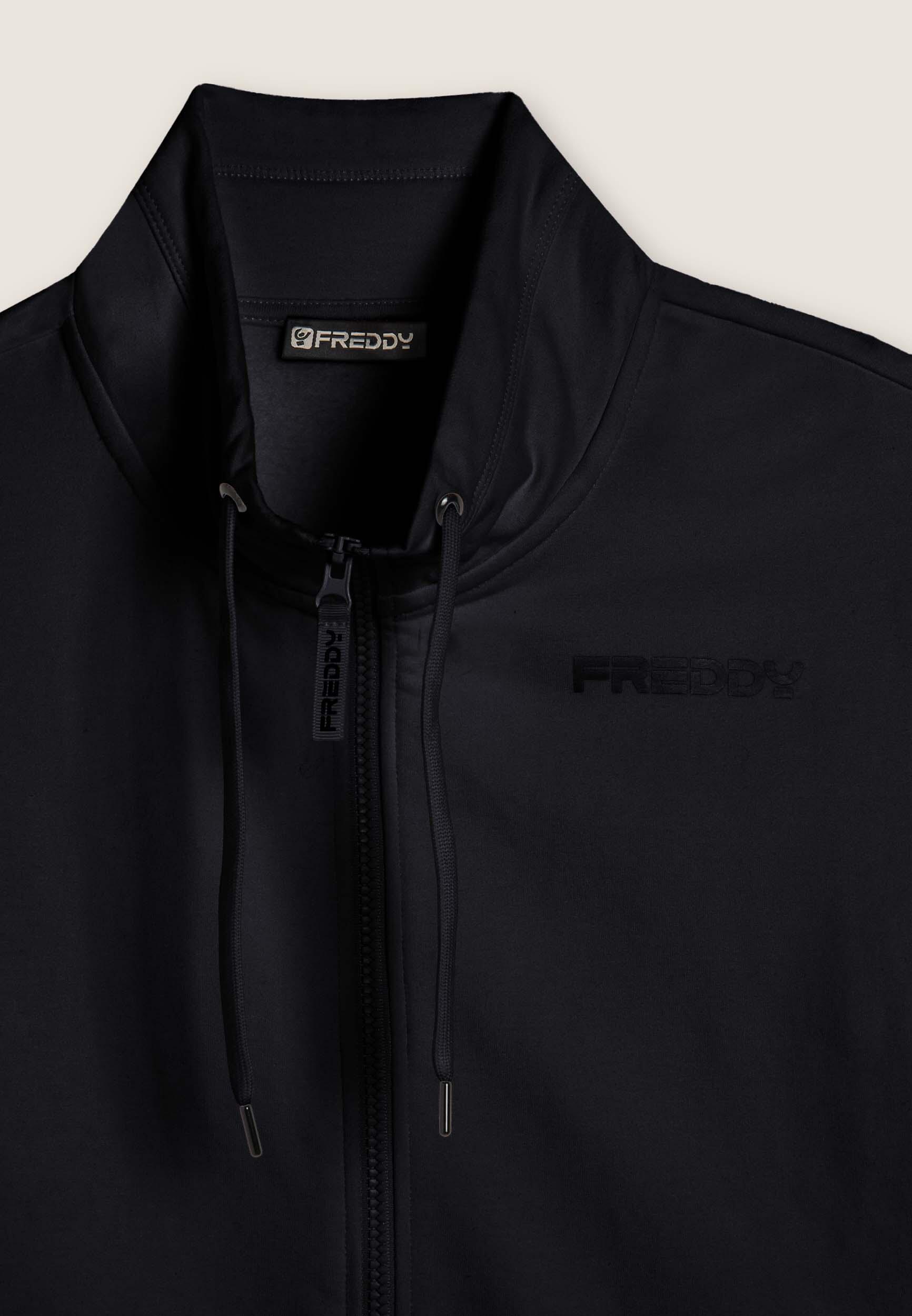 Felpa full zip con collo alto e bande logate 3/3