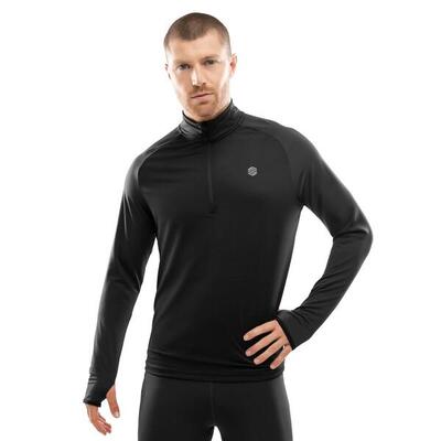 Heren fitness hardloopsweatshirt met halve rits intuit black zwart
