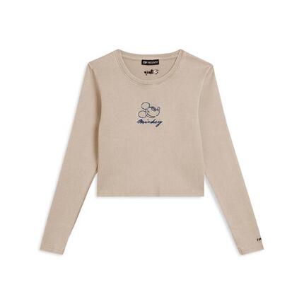 T-shirt pour femmes cropped à manches longues avec broderies Disney