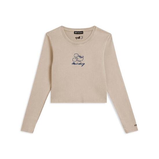 T-shirt pour femmes cropped à manches longues avec broderies Disney