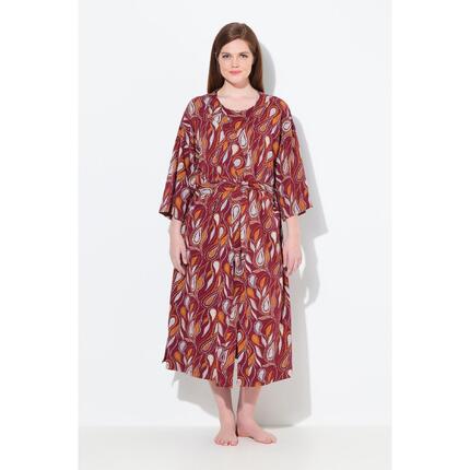 Damskie Szlafrok wzór paisley forma kimona rękaw 3/4 bawełna organiczna