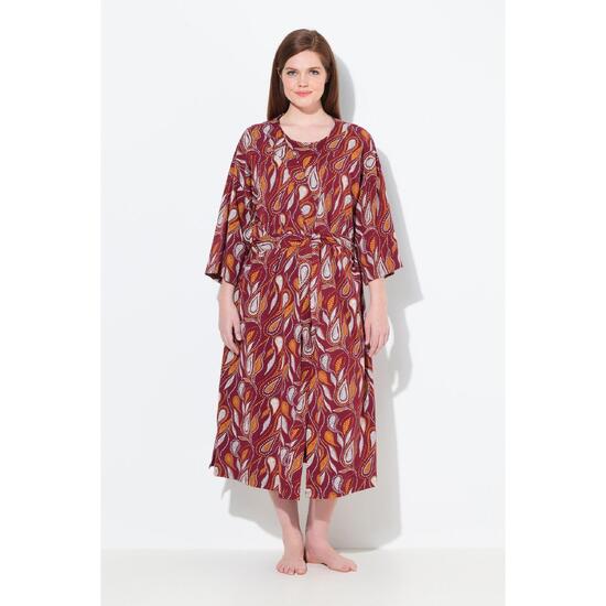 Damskie Szlafrok wzór paisley forma kimona rękaw 3/4 bawełna organiczna