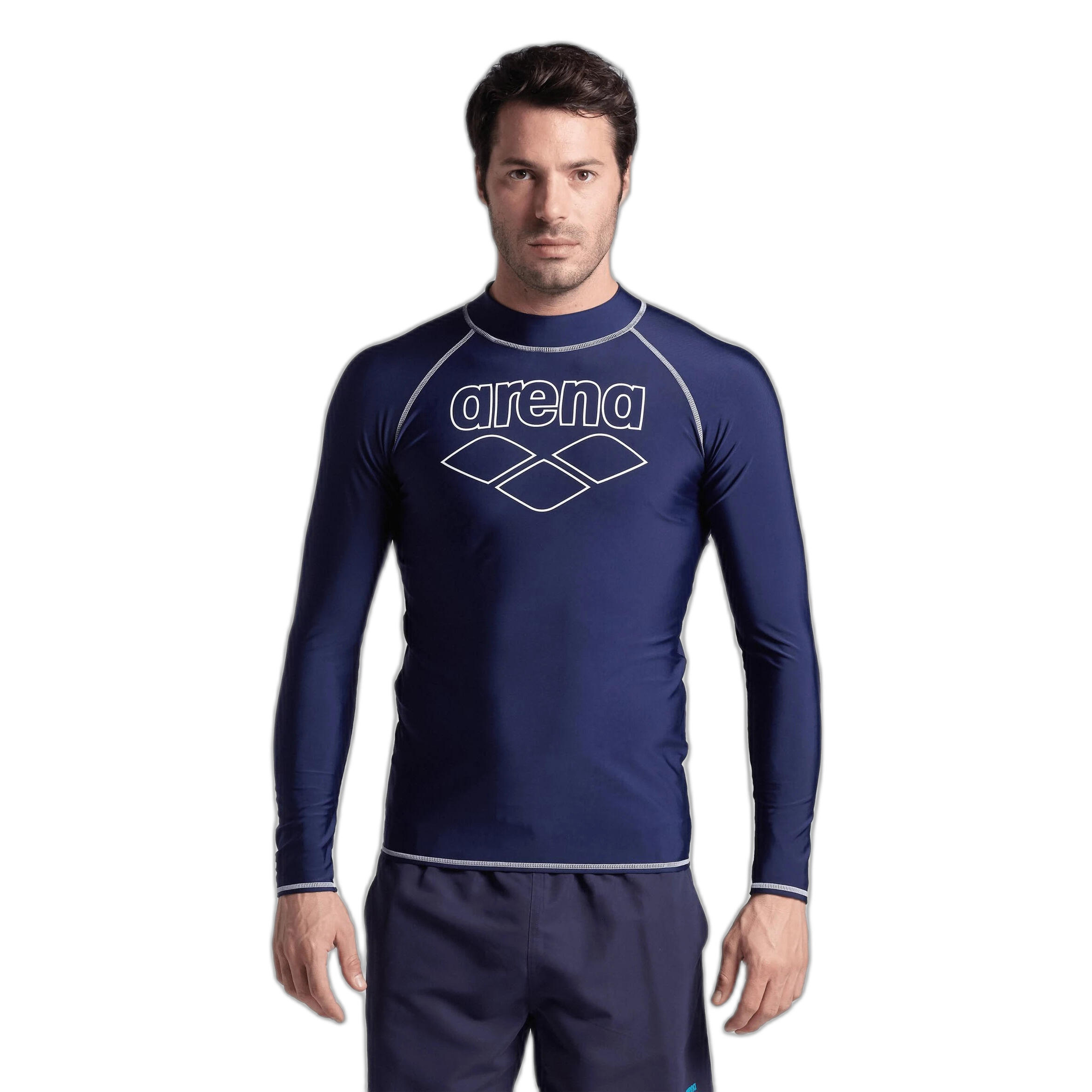 Arena - T-shirt De Bain Manches Longues Avec Graphique Arena Rash - Maillot Manches Longues - Blanc|bleu - Decathlon