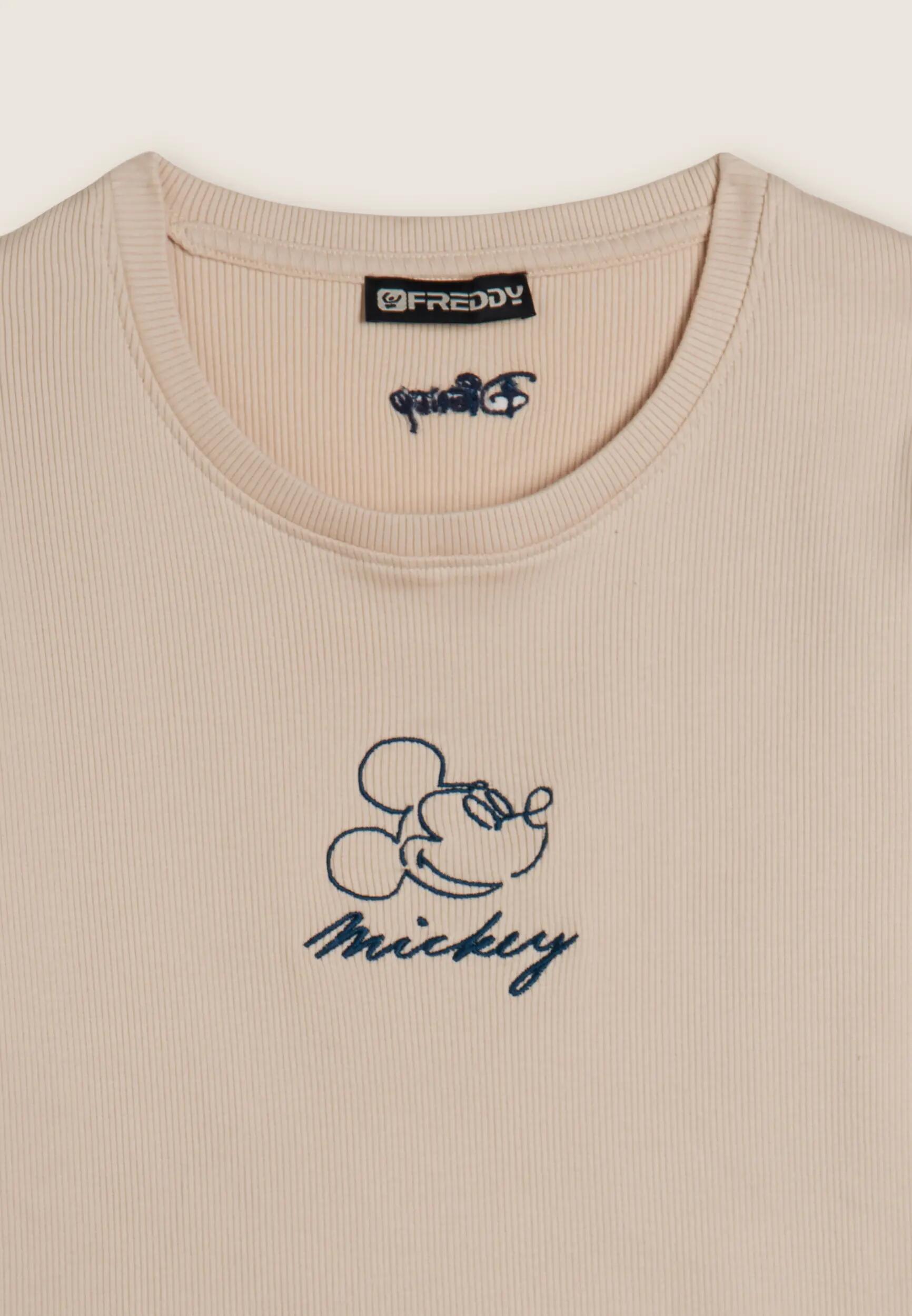 T-shirt pour femmes cropped côtelé avec broderies Disney 3/3