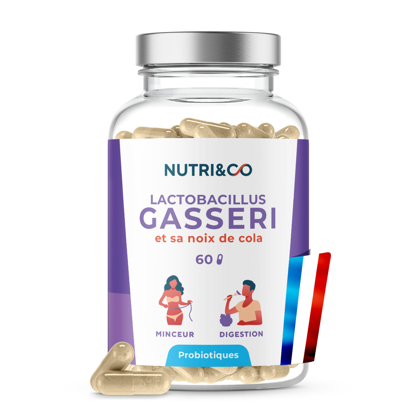 Nutri&co - Lactobacillus Gasseri - Digestion Minceur Et Ventre Plat - 60 Gélules - Probiotiques - Decathlon