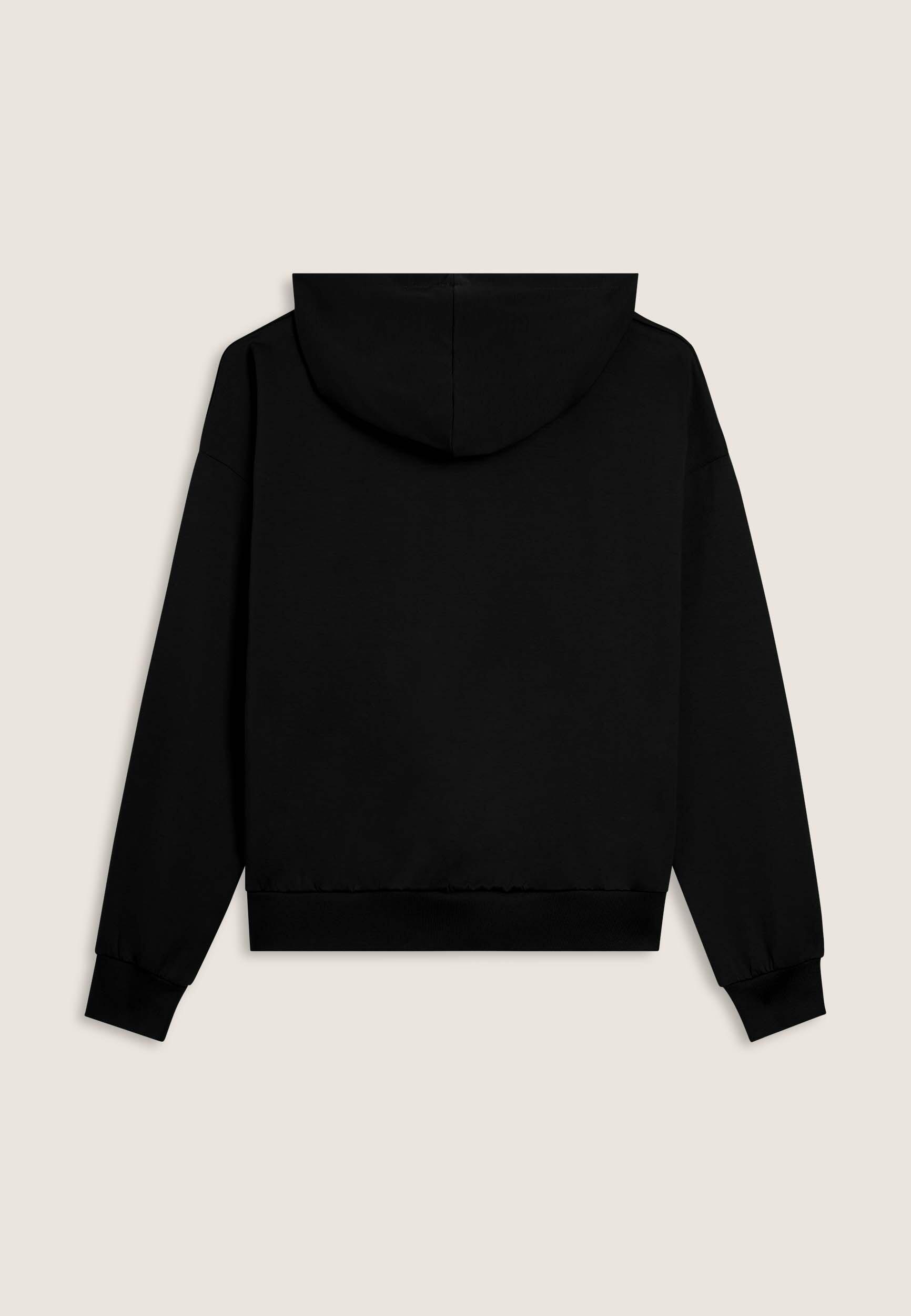 Felpa full zip con cappuccio jersey e tasca con zip 2/3