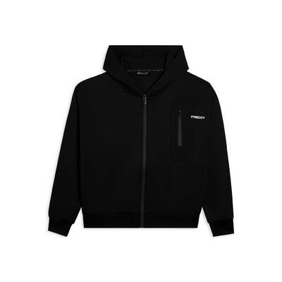 Felpa full zip con cappuccio jersey e tasca con zip