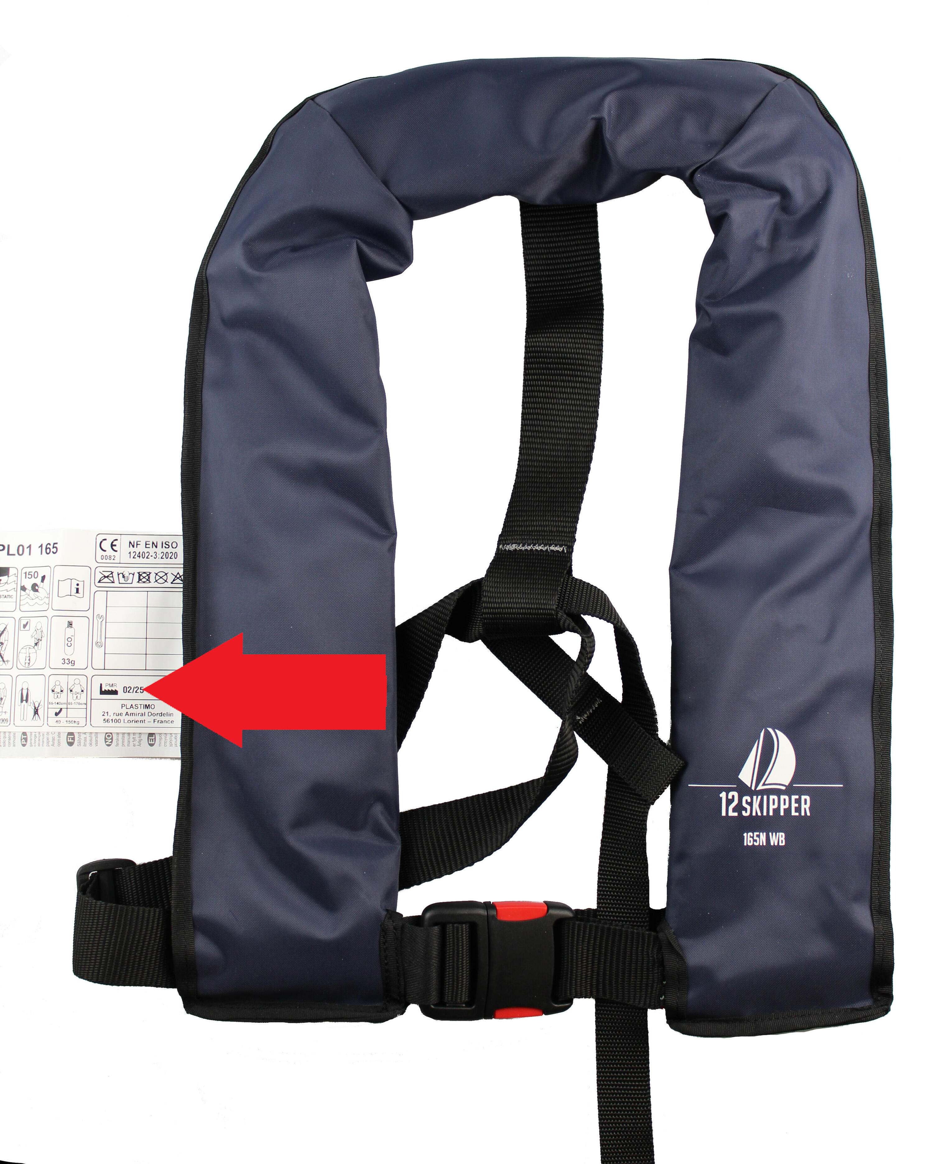 Set van 2:  automatisch reddingsvest 165N ISO met harnas, wit 7/7