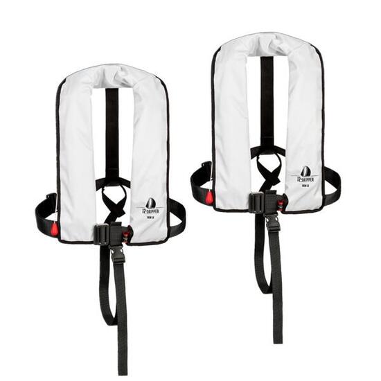 2er-Set Automatik-Rettungsweste 165N ISO mit Harness, weiß