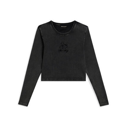 T-shirt pour femmes cropped à manches longues avec broderies Disney