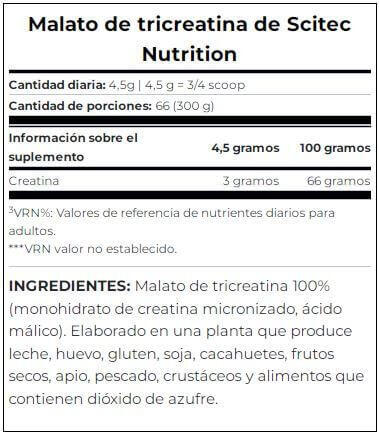 Tri-creatine malate - 300g Neutre de Scitec Nutrition 3/4