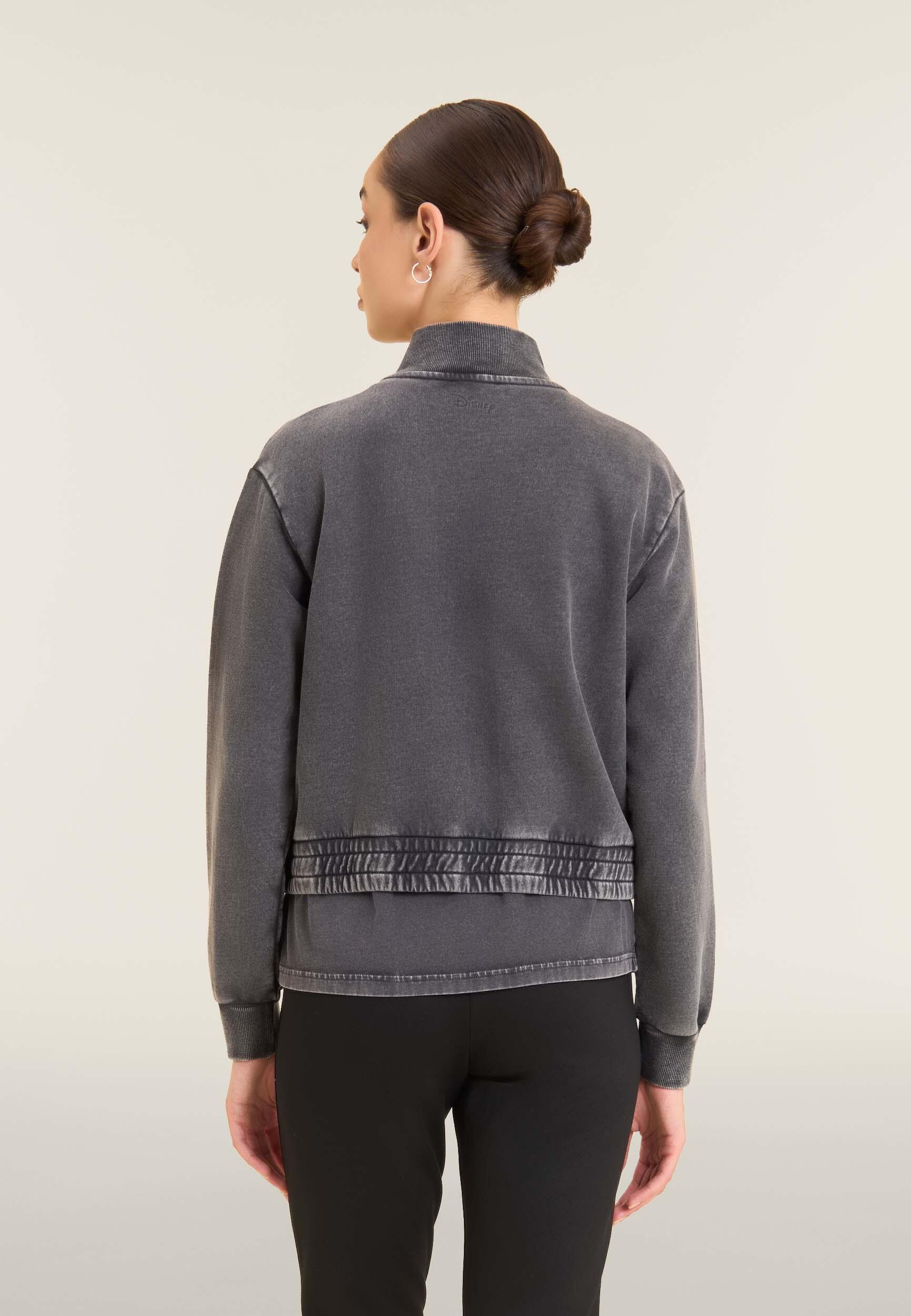 Felpa bomber cropped da donna con zip e dettagli Disney 3/4