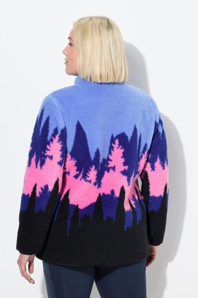 Damskie Kurtka z pluszowego polaru motyw gór stójka