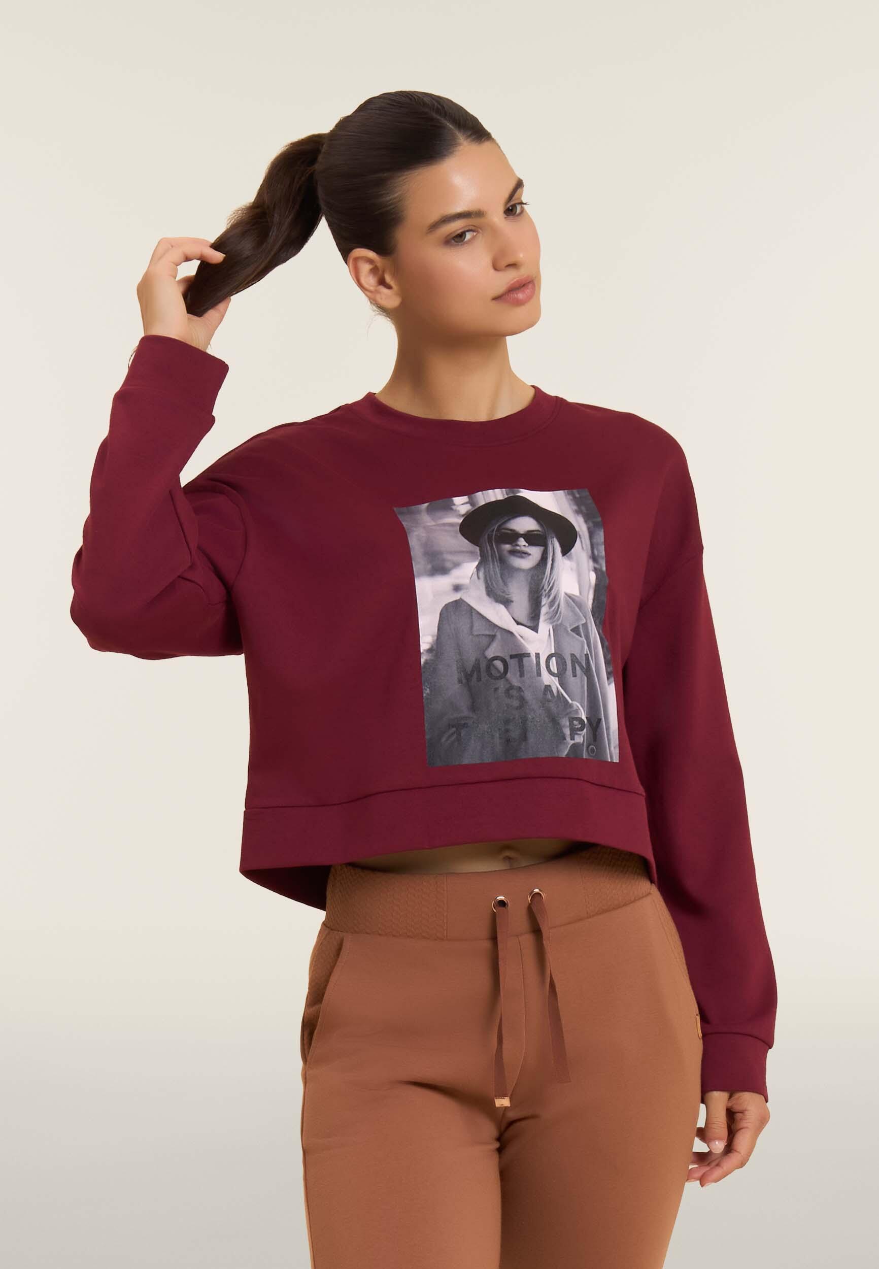Sweat-shirt pour femmes à col rond avec imprimé photographique 2/4
