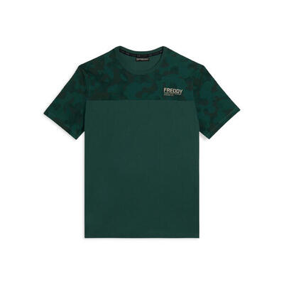 T-shirt camouflage con fondo tinta unita e logo cuore