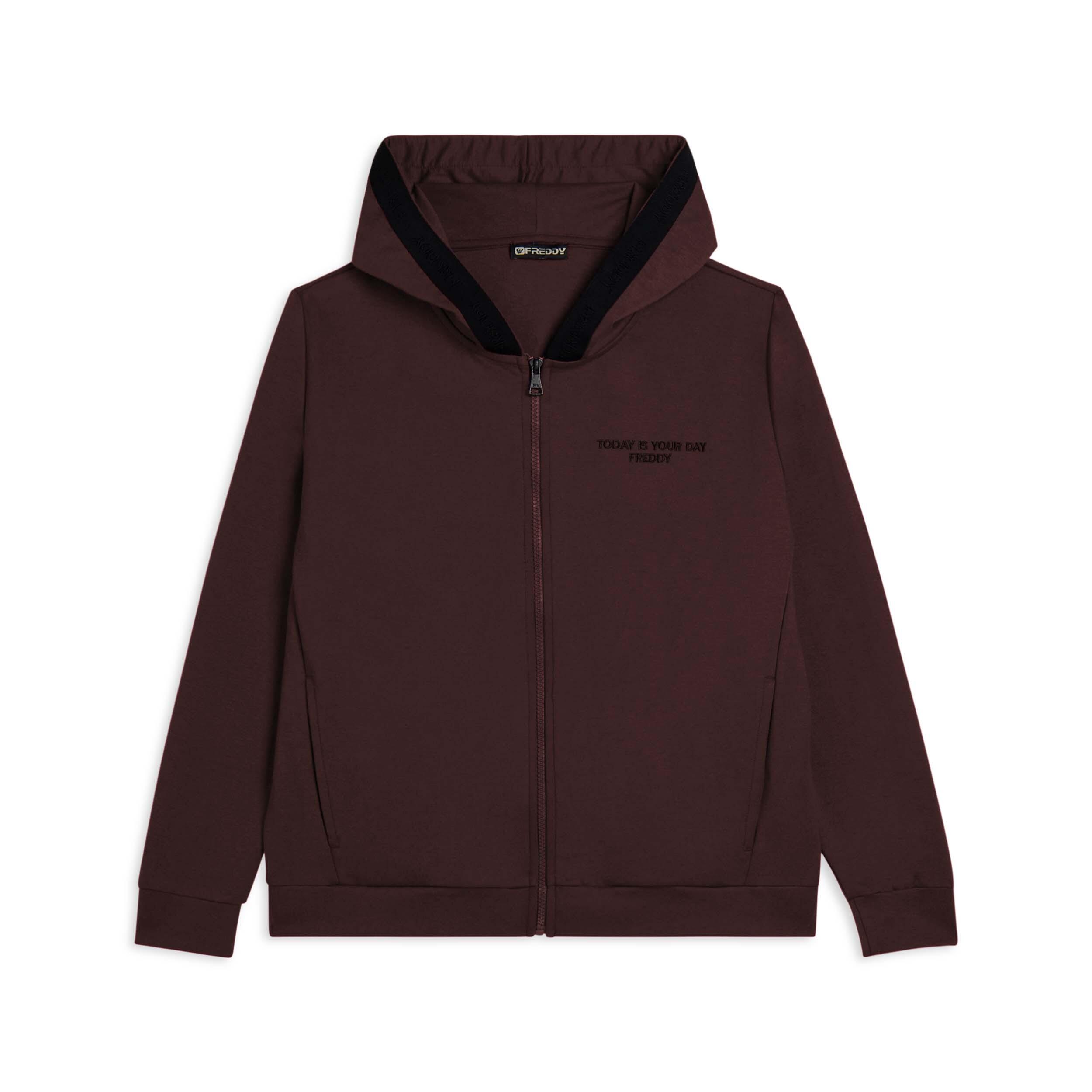 Freddy - Sweat-shirt Pour Femmes Avec Fermeture Zippée, Capuche Et Logo - Sweat Zippé - Marron - Decathlon