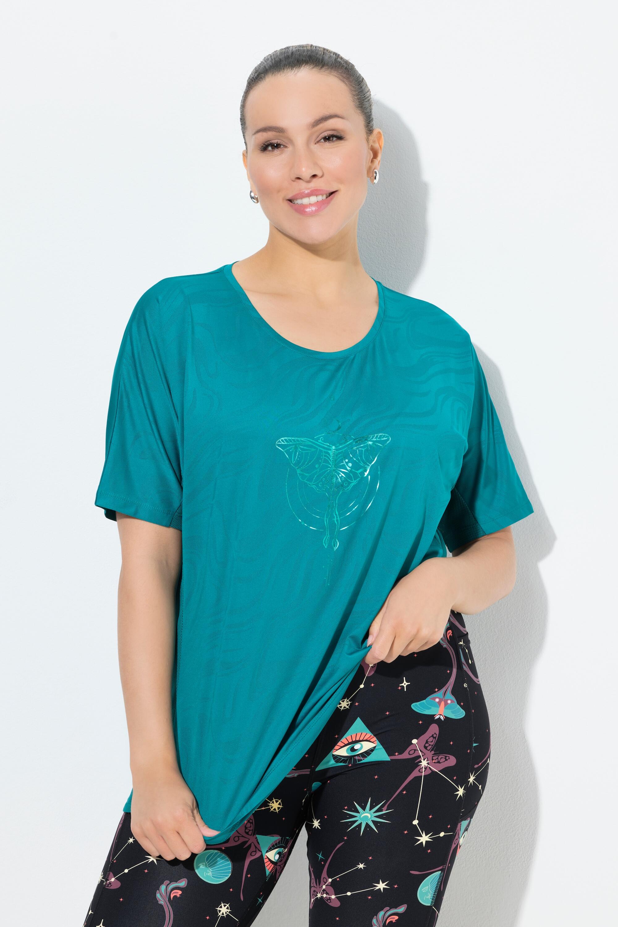 Femme T-shirt technique à col rond et manches courtes empiècements en mesh 5/6