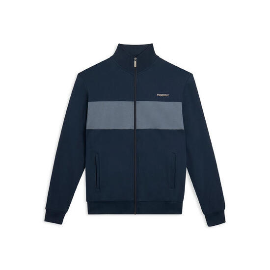 Felpa full zip con fascia a contrasto sul petto