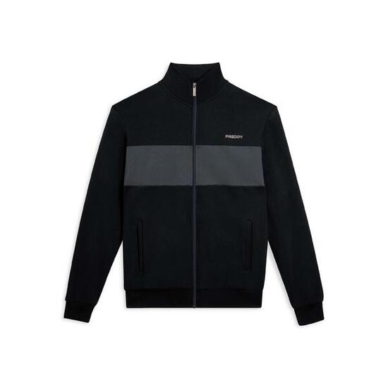 Felpa full zip con fascia a contrasto sul petto