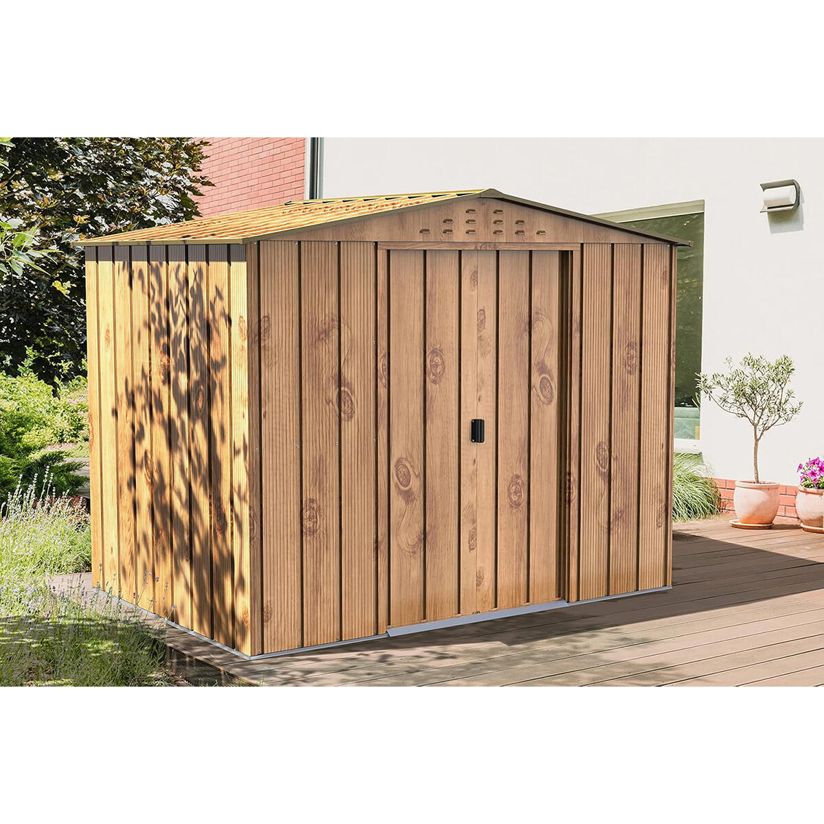 Caseta jardín Top Artemisa 8×6 metal imitación madera 3/6
