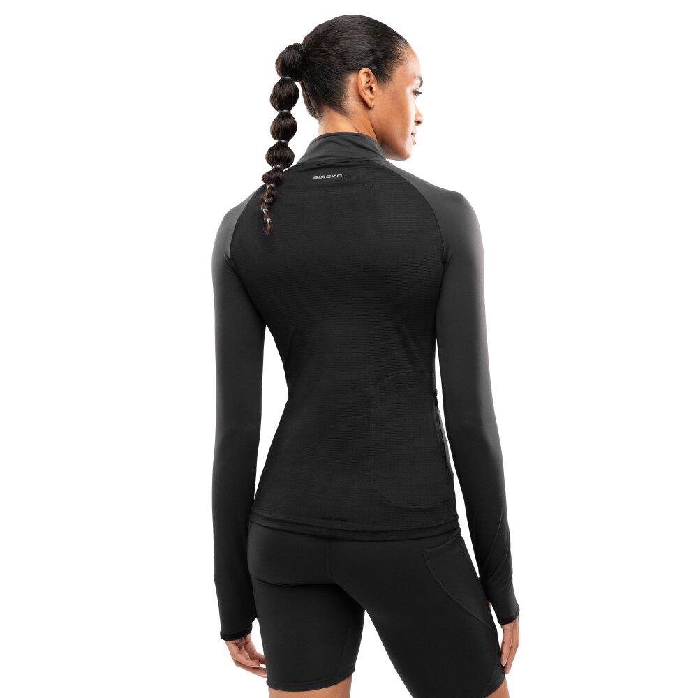 Damen Fitness -sweatshirt halblanger reißverschluss Center Black Schwarz 2/7