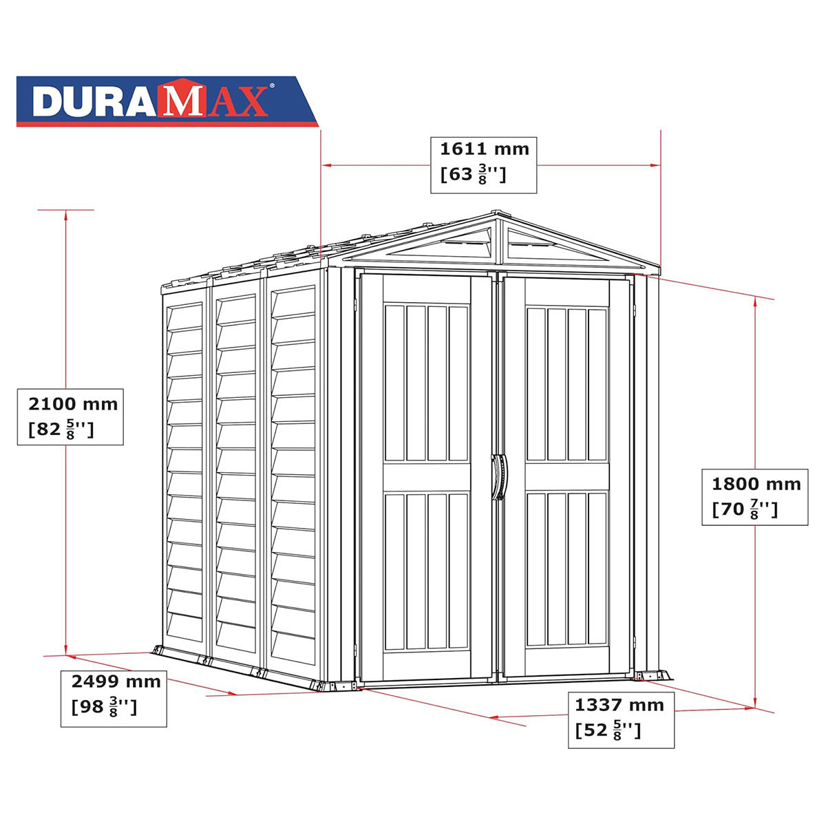 Caseta jardín YardMate Plus 5×8 PVC gris claro/oscuro 6/7