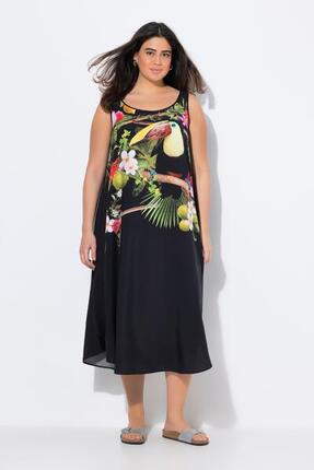 Damen Midikleid Tukan A-Linie Rundhals ärmellos