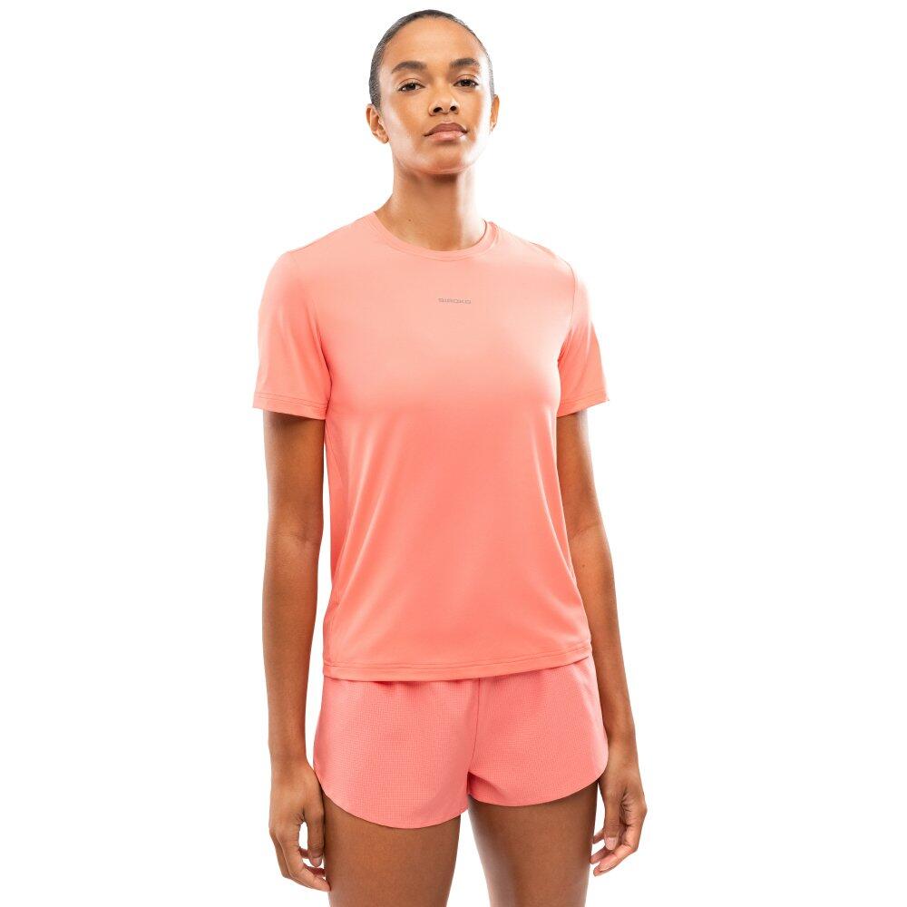 SIROKO Maglietta da corsa a maniche corte da donna Fitness Singapore Coral Pink Rosa