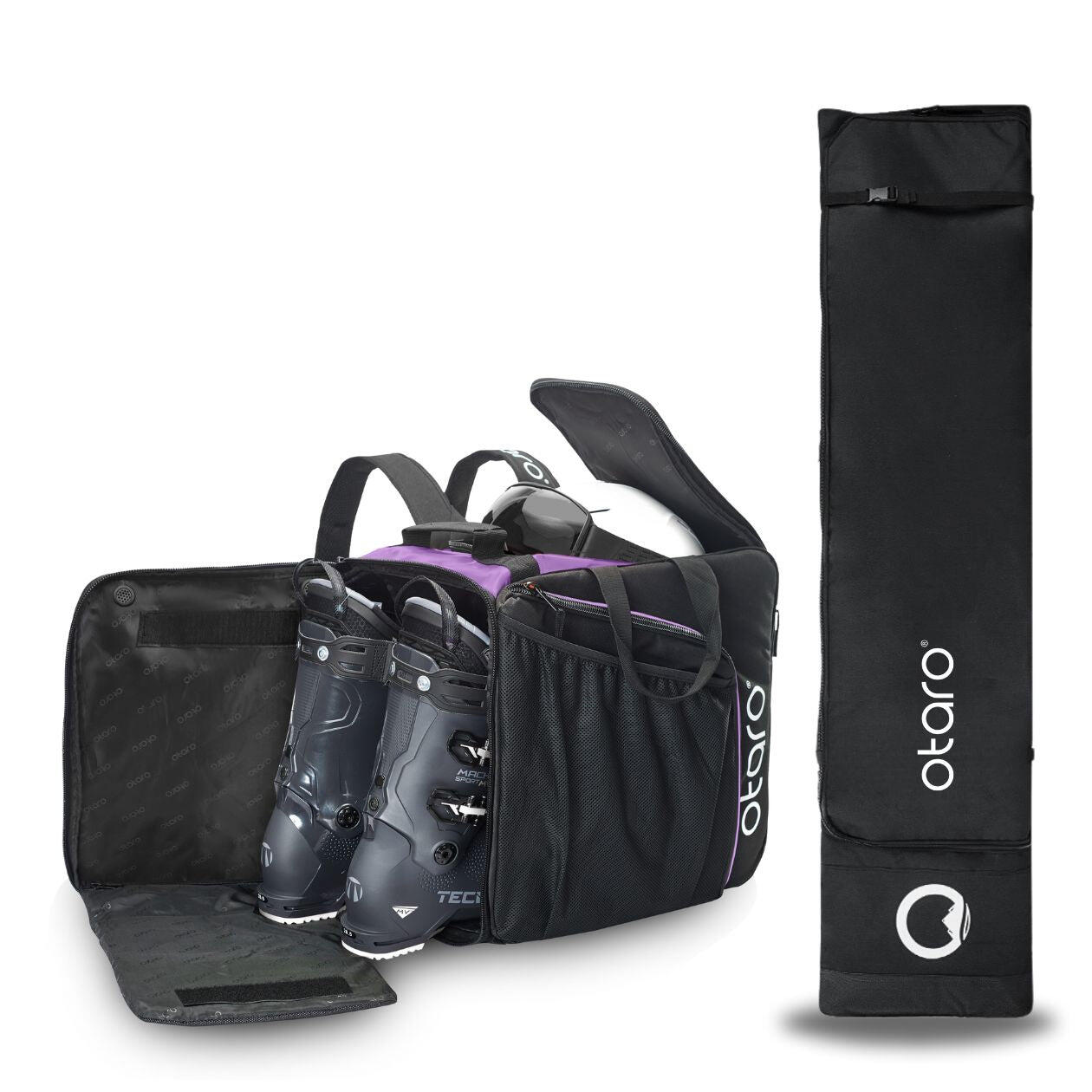 Otaro - Set Housse Snowboard (180cm) & Sac À Dos Pour Chaussures Pro (57l) - Sac À Chaussures - Blanc|noir|violet - Decathlon