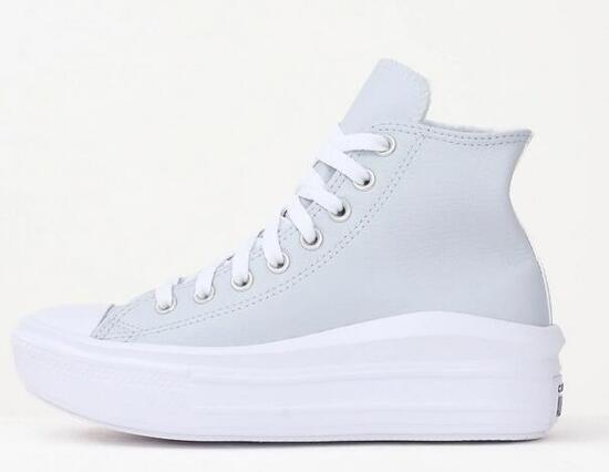 Scarpe donna converse chuck taylor all star move platform leather - grigio