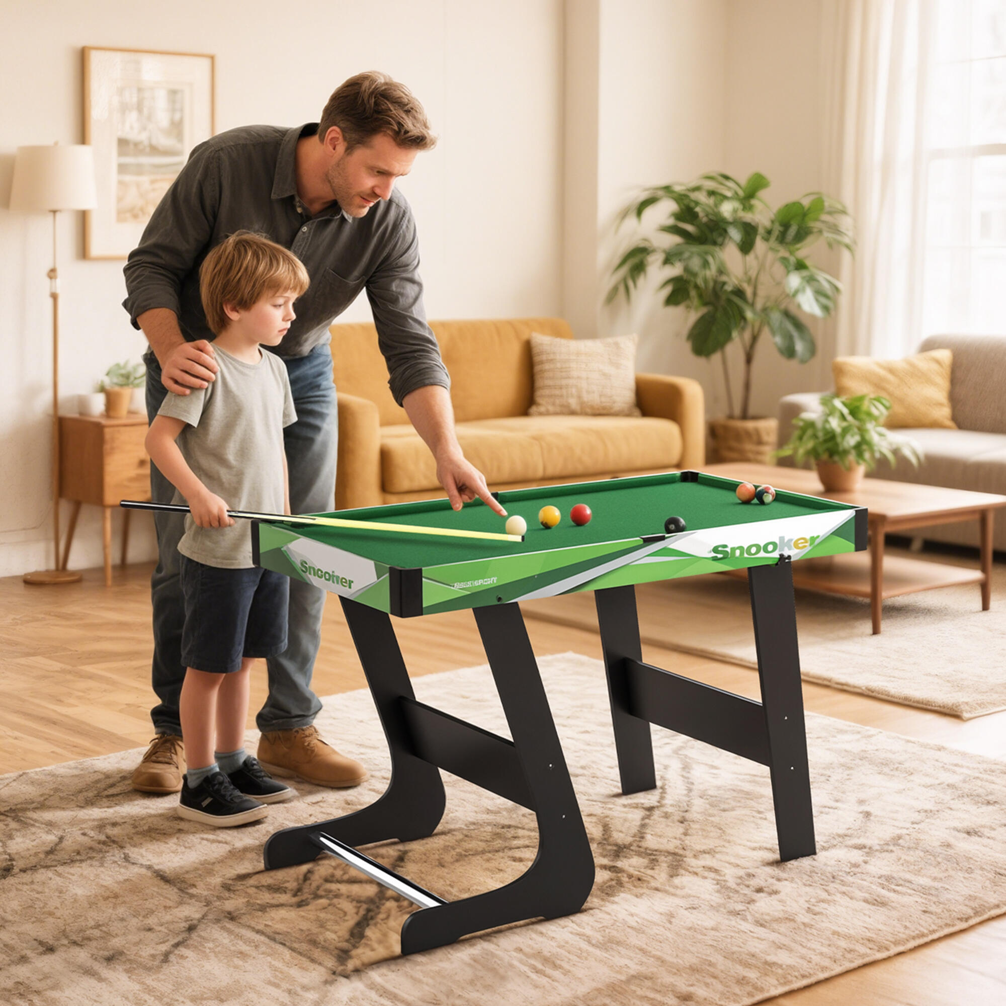 SPORTNOW Tavolo Biliardo Pieghevole con Accessori Adulti e Bambini 104x55.5x68cm 2/8