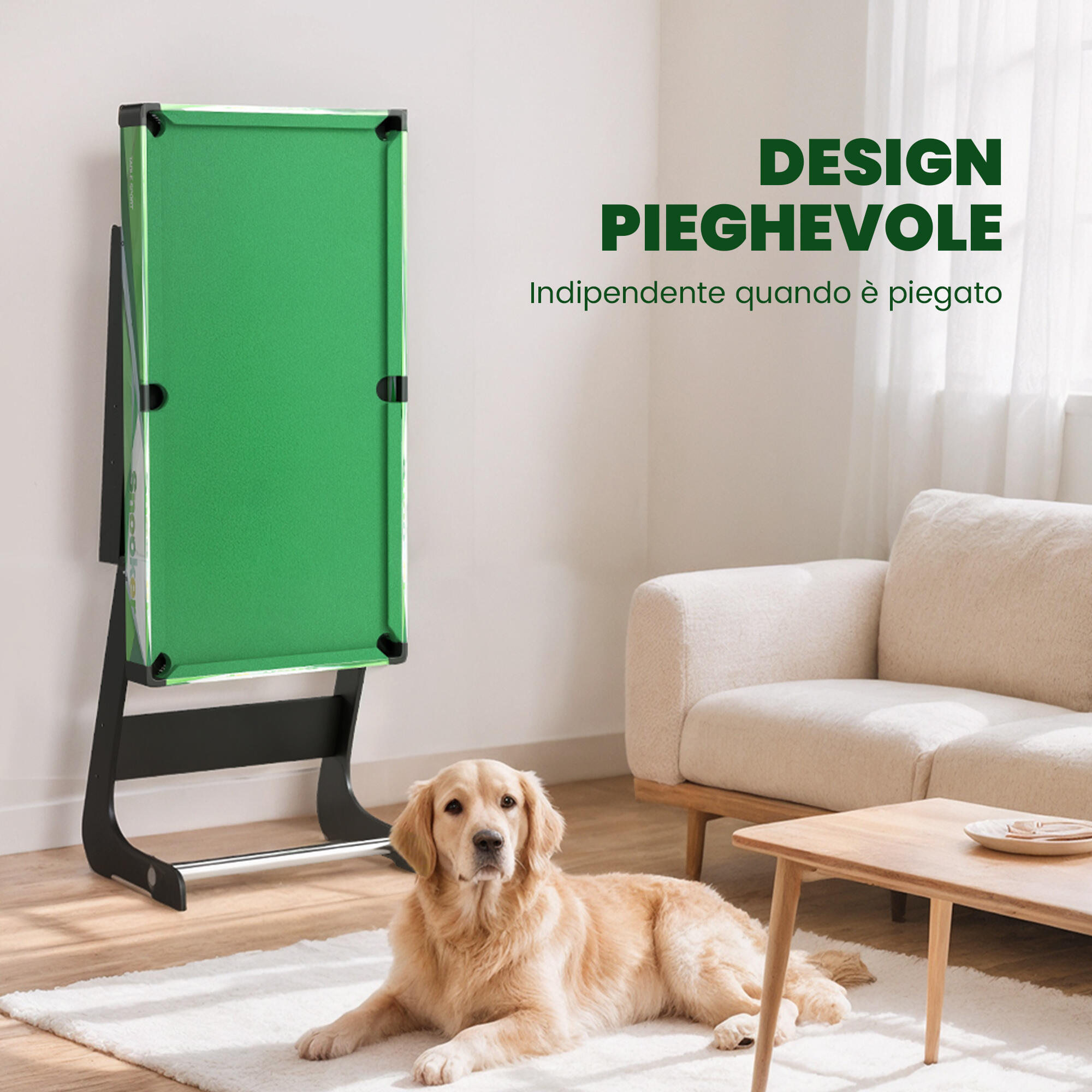 SPORTNOW Tavolo Biliardo Pieghevole con Accessori Adulti e Bambini 104x55.5x68cm 4/8