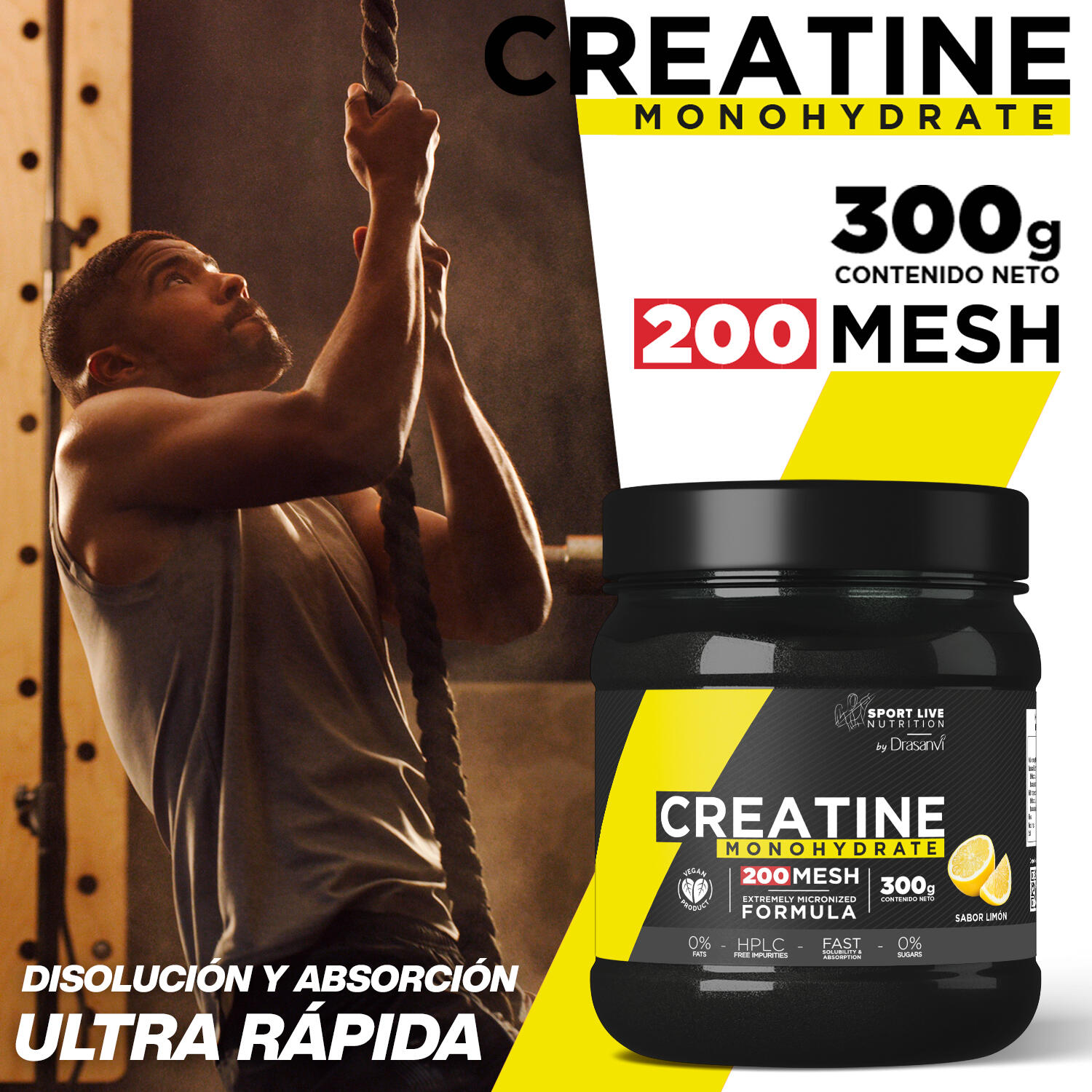 Creatina 200 MESH 300 g Sabor Limón – Sport Live Drasanvi 3/6