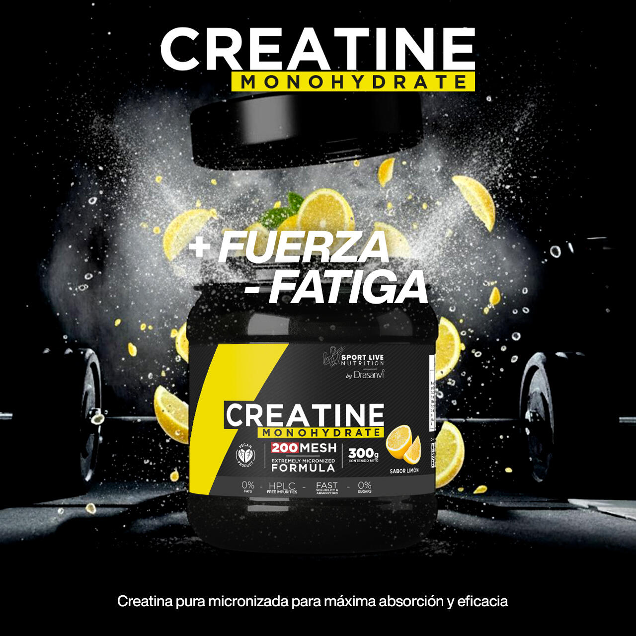 Creatina 200 MESH 300 g Sabor Limón – Sport Live Drasanvi 2/6