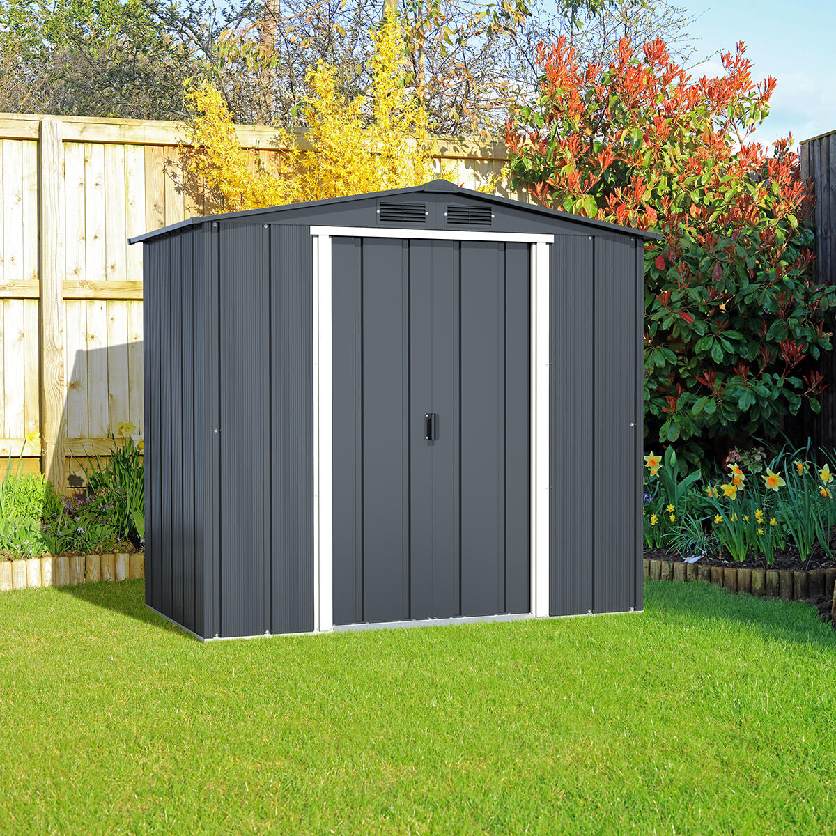 Caseta cobertizo Eco Denia 6×4 metal gris antracita 3/7