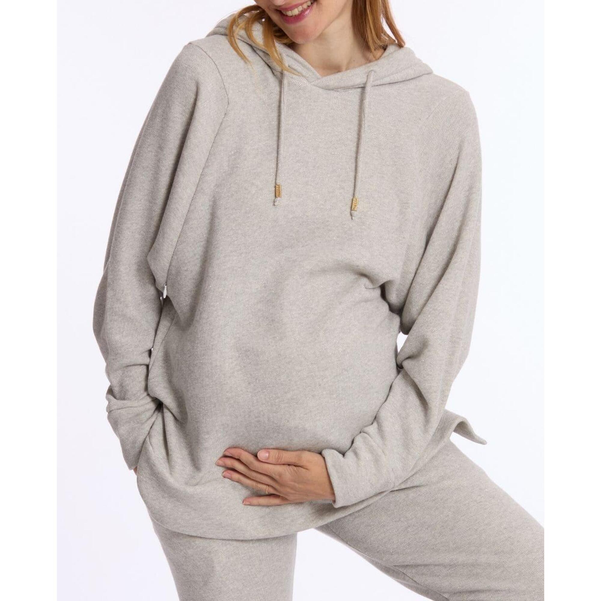 Cache Coeur - Sweat À Capuche De Grossesse Et D'Allaitement Billie - Sweat-shirt - Gris - Decathlon