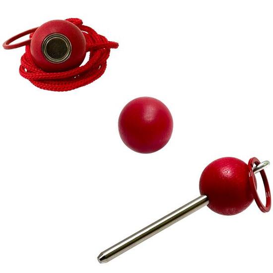 Bouleset coul. rouge framboise-1 boule aimantée-1 traceur de terrain-1 cochonnet